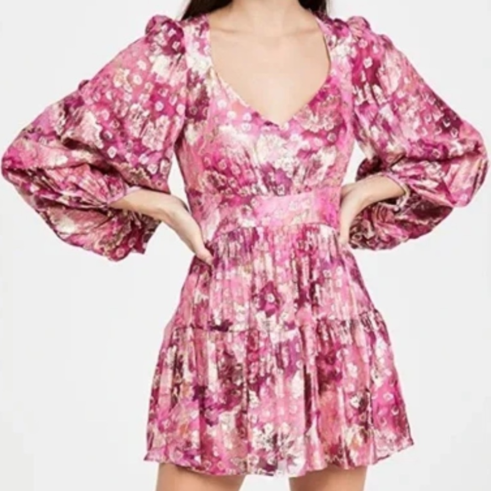 LoveShackFancy Pink Willis Metallic Dress